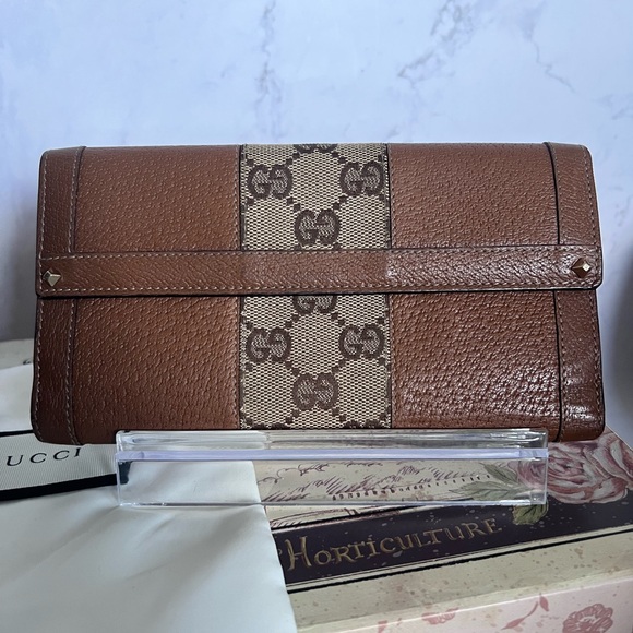 Gucci Monogram Leather and Canvas long wallet - Picture 1 of 12